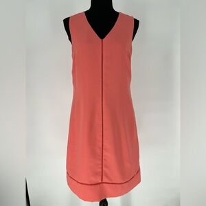 BANANA‎ REPUBLIC CORAL SHEATH DRESS NWOT V NECK, SIDE  ZIPPER,  FULLY LINED